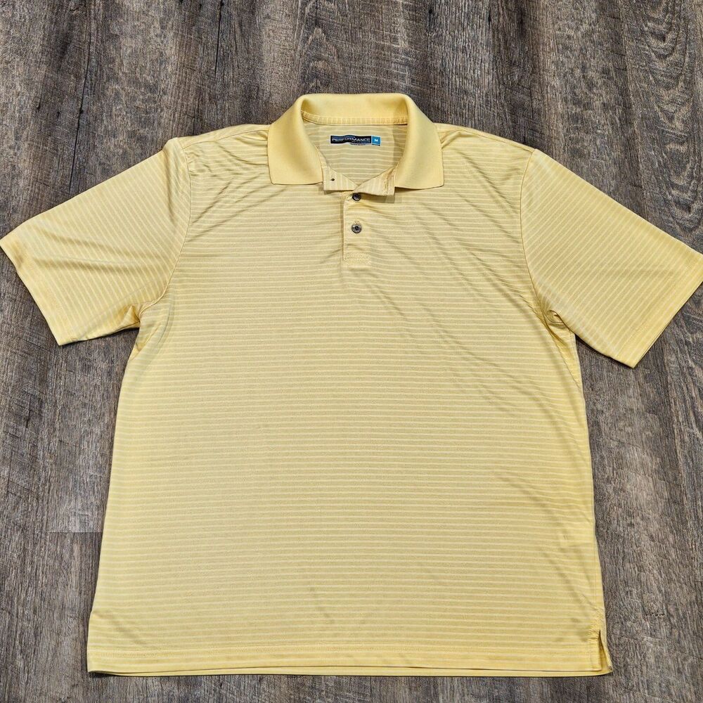 Roundtree & Yorke Men's Striped Short Sleeve Polo Shirt Size Medium Polyester